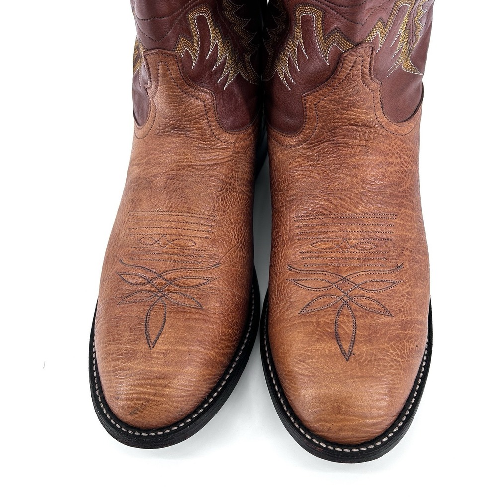 Tony Lama Leather Western Cowboy Boots Mens 12 Brown Rodeo Concert Ranch Work - Picture 9 of 16